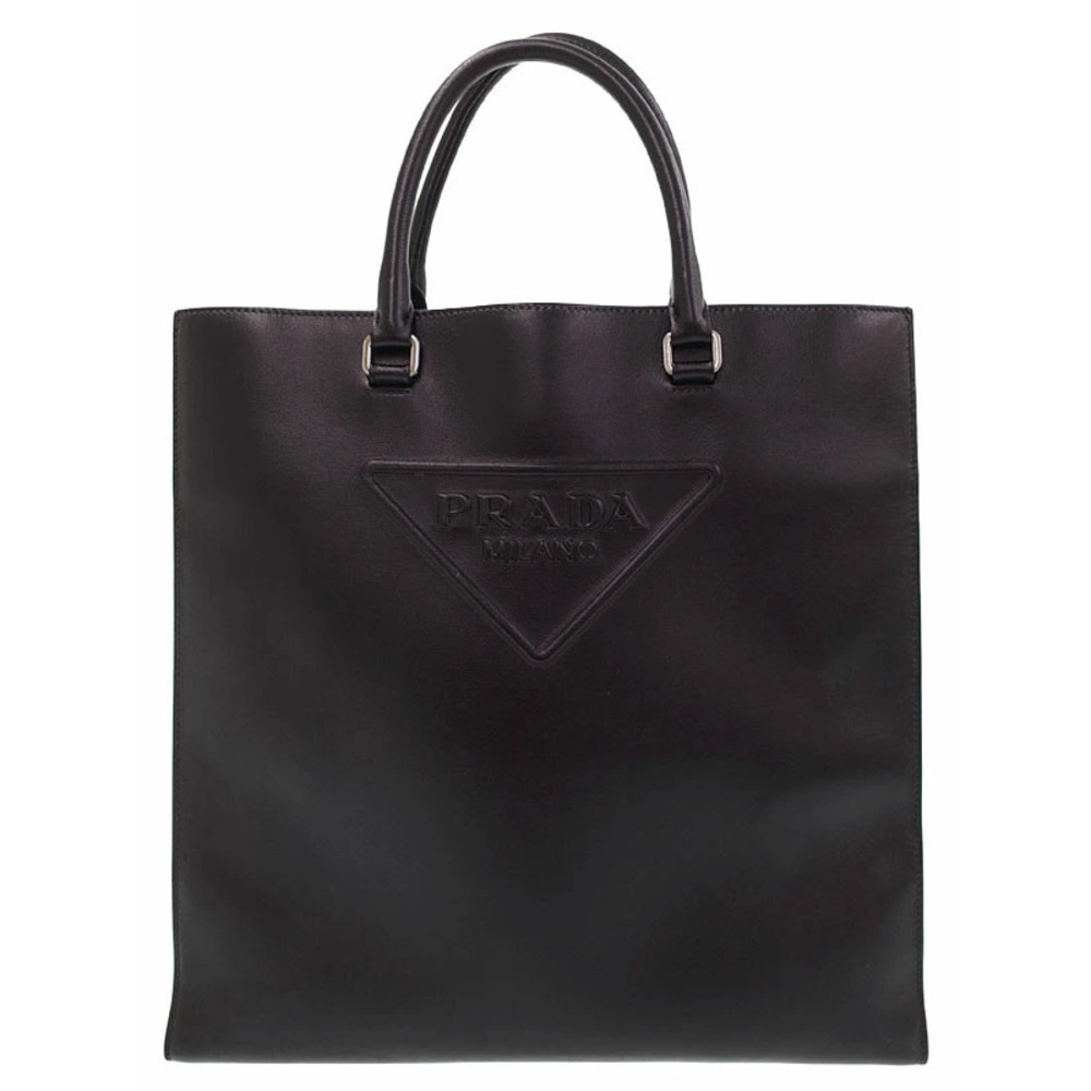 Prada Spazzolato Leather Tote embossed Black